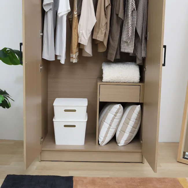 Fince 2 Door Wardrobe 0.9m - Oak - 6