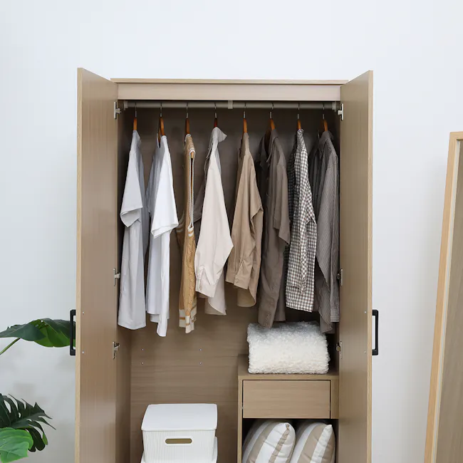 Fince 2 Door Wardrobe 0.9m - Oak - 5