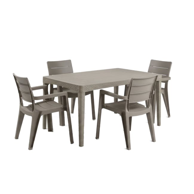Girona Outdoor Dining Table 1.6m with 4 ibiza Chair Set - Cappucino - 1