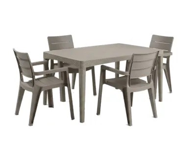 Girona Outdoor Dining Table 1.6m with 4 ibiza Chair Set - Cappucino
