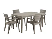 Girona Outdoor Dining Table 1.6m with 4 ibiza Chair Set - Cappucino