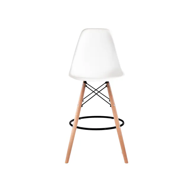 Oslo Low Bar Chair - White - 2 - Modern minimalist table lamp with wooden legs and black metal frame, white lampshade, sleek