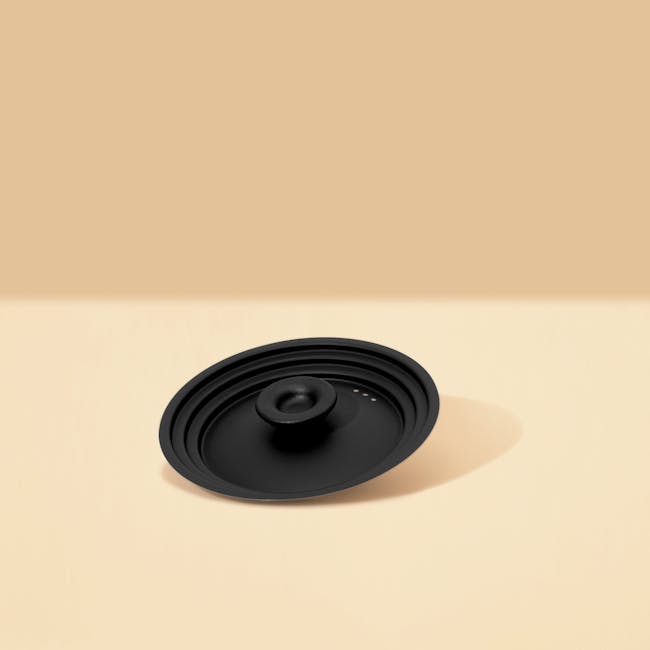 Meyer Accent Series 6 Piece Spark Essential Set - 11 - Black, modern, sleek, minimalist, round, disc-shaped, flat, disc pot