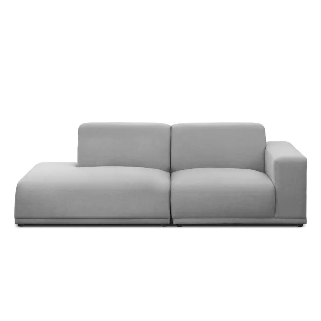 Milan 3 Seater Extended Sofa - Slate (Fabric) - 8 - Modern minimalist sofa, sleek fabric upholstery, neutral gray tones