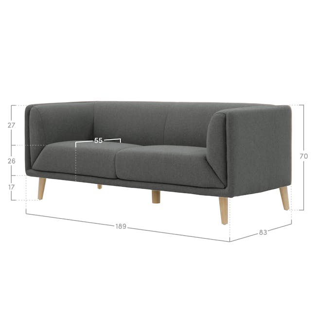Audrey 3 Seater Sofa - Granite Grey - 4