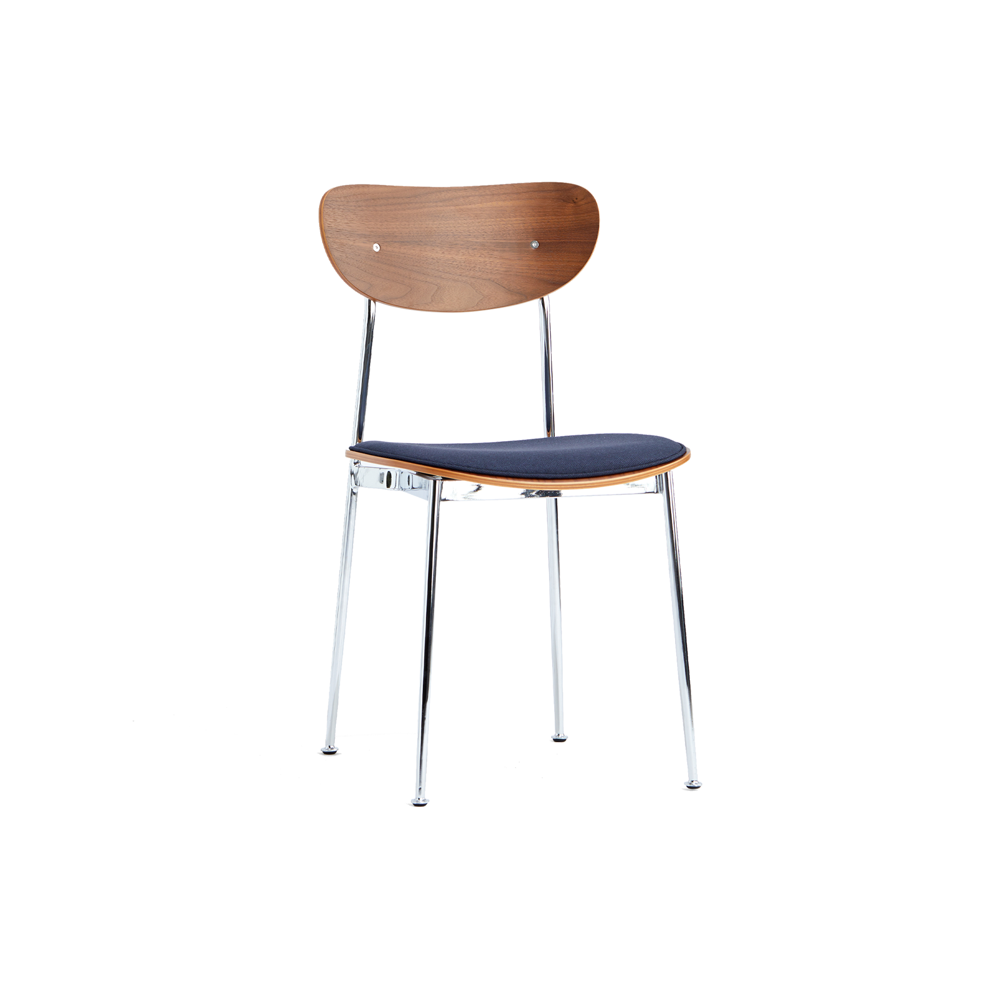 Miller Dining Chair - Walnut, Navy (Wooden Backrest) - Image 1