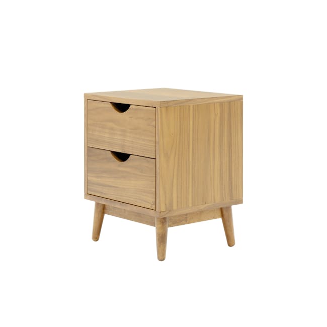 Zephyr 4 Drawer Queen Bed in Oak, Platinum Grey and 2 Kyoto Twin Drawer Bedside Tables in Oak - 16