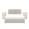 Nolan King Storage Bed in Oatmeal with 2 Asher Narrow Bedside Table