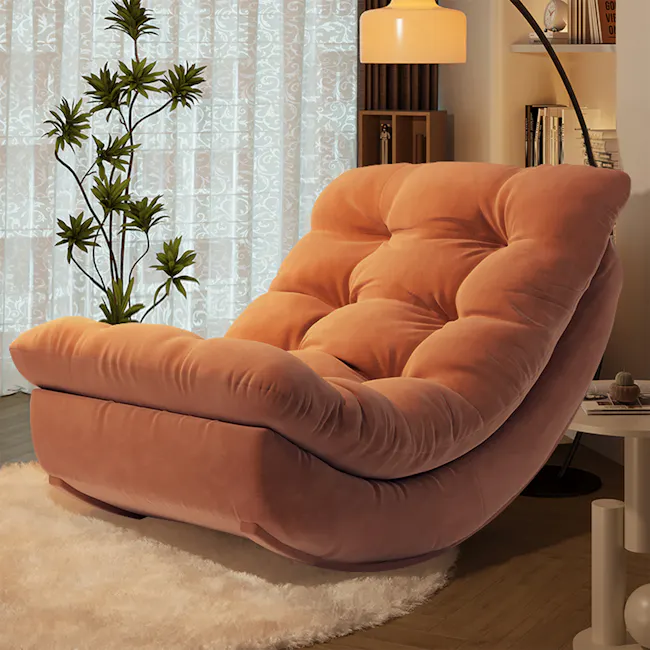 Luna Rocking Lounge Chair - Rust Orange - 12
