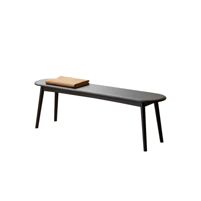 Felda Bench 1.4m - Black Ash - 1 - modern bench, minimalist table, sleek design, contemporary piece, black metal legs