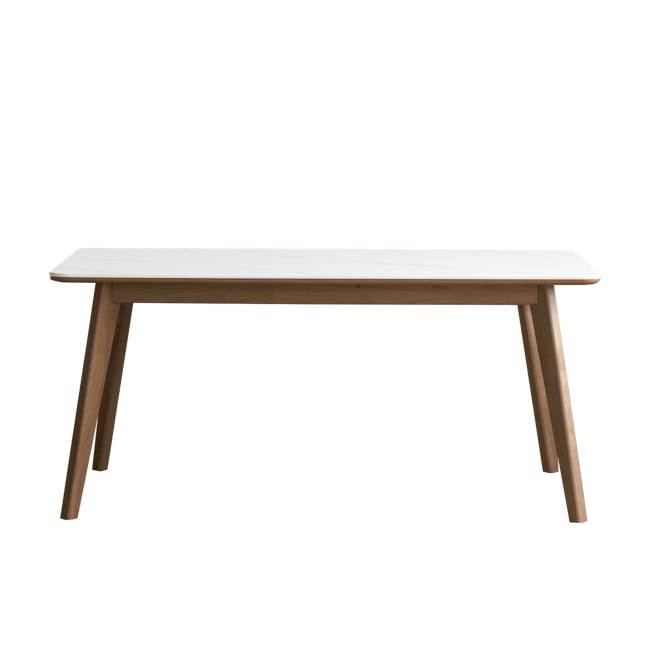 Nellie Dining Table 1.8m in Walnut (Sintered Stone) with 4 Rena Chairs in Walnut, White (Fabric) - 15