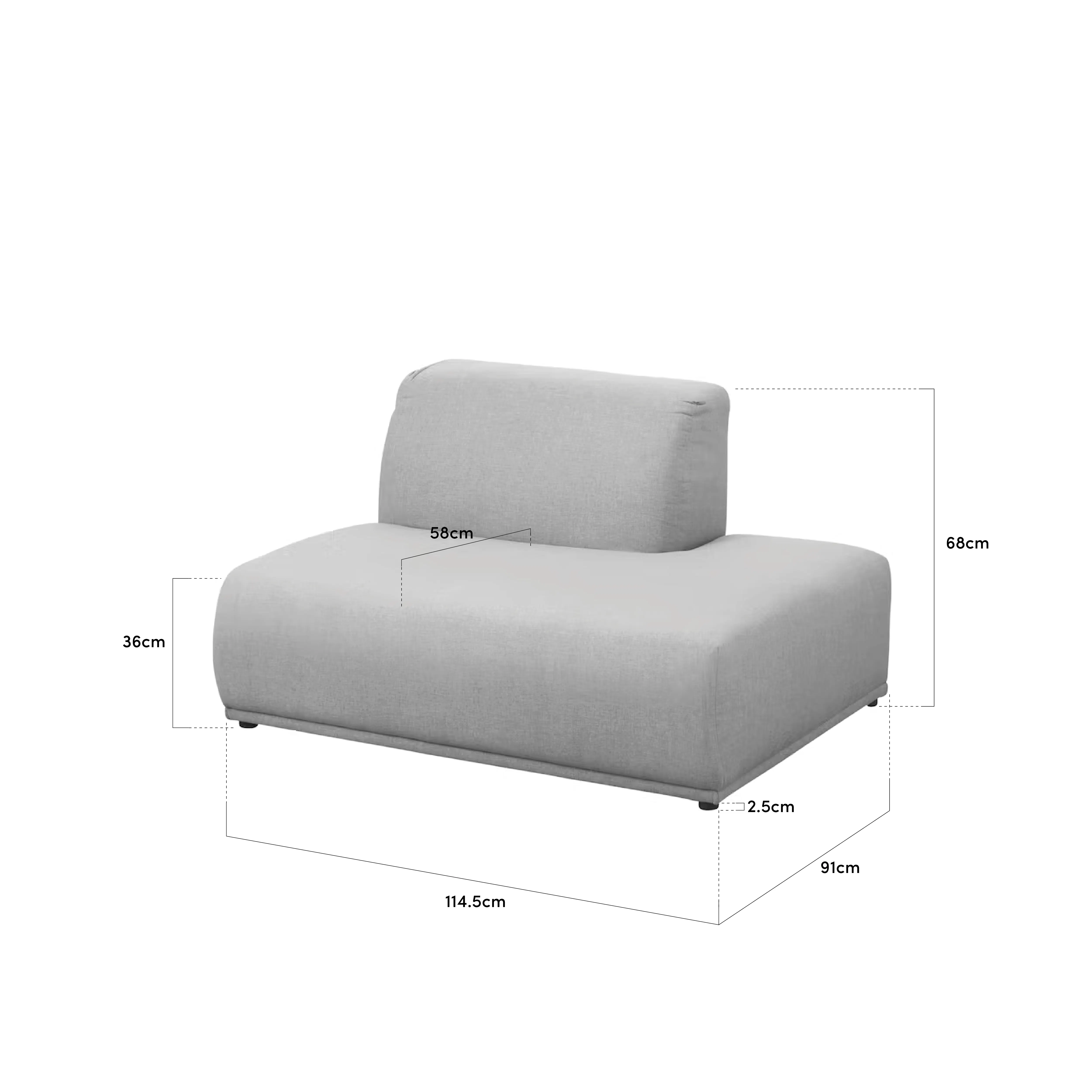 (As-is) Milan Right Extended Unit - Ivory (Fabric) - 13