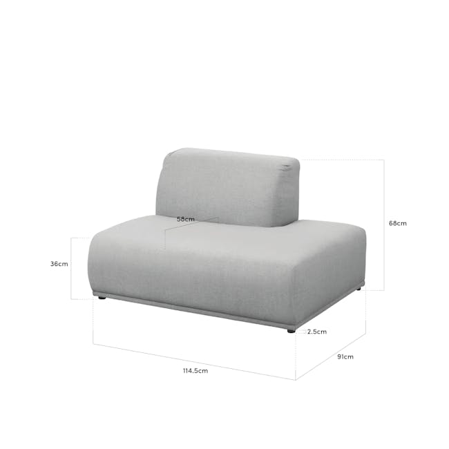 Milan Duo Extended Sofa - Slate (Fabric) - 5
