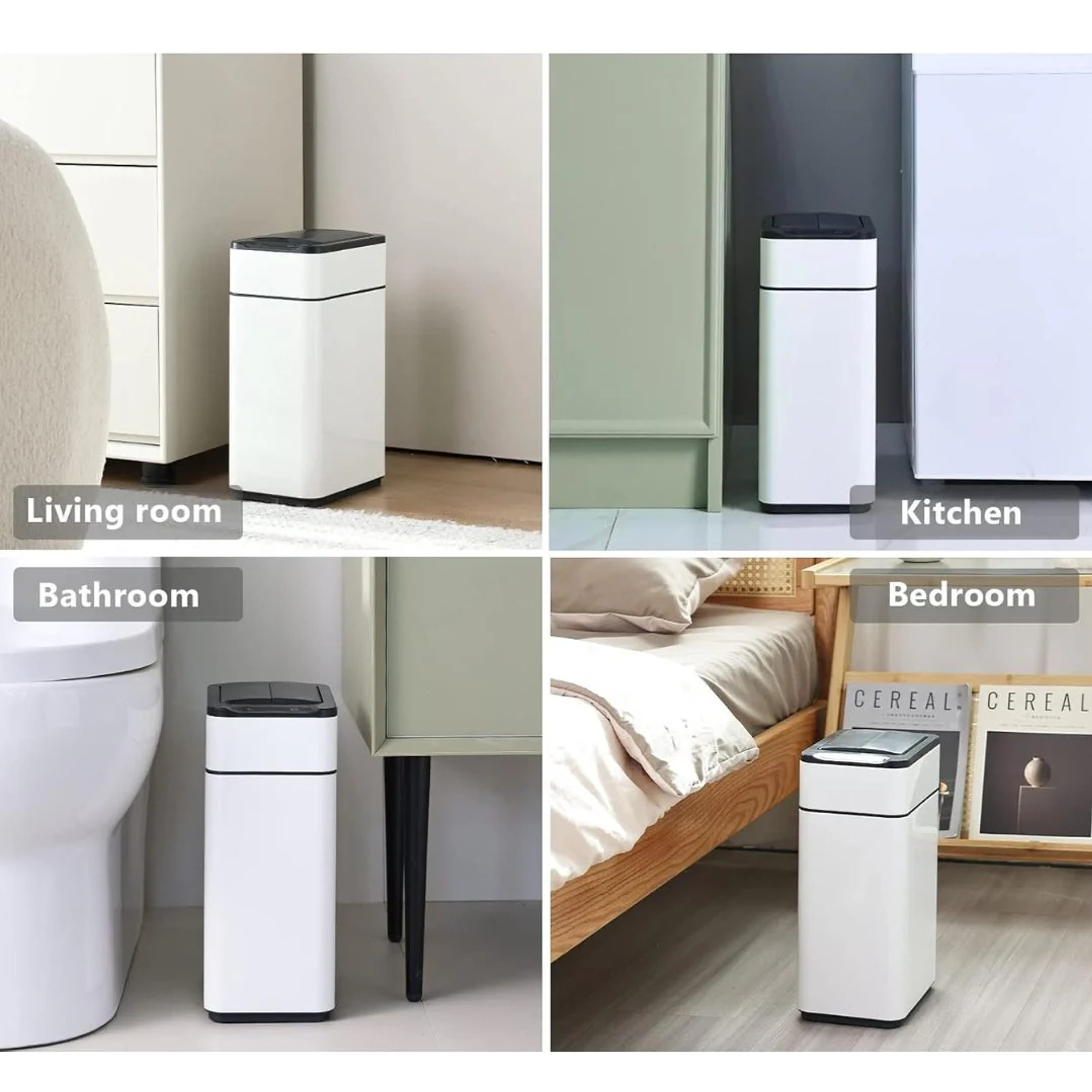 Yubin Vista Stainless Steel Double Open Sensor Bin w/o Bucket 20L - White - 12