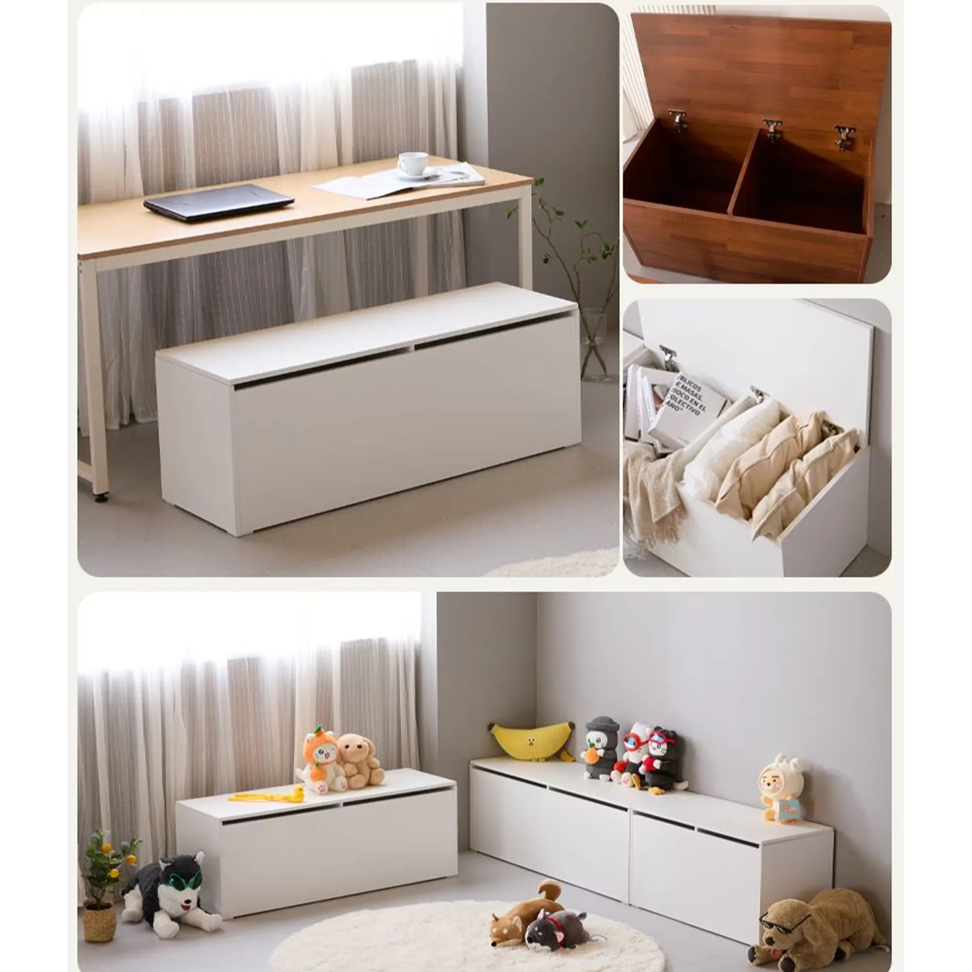 (As-is) Benno Modular Storage Bench 1.2m - White Walnut - 3 - 7