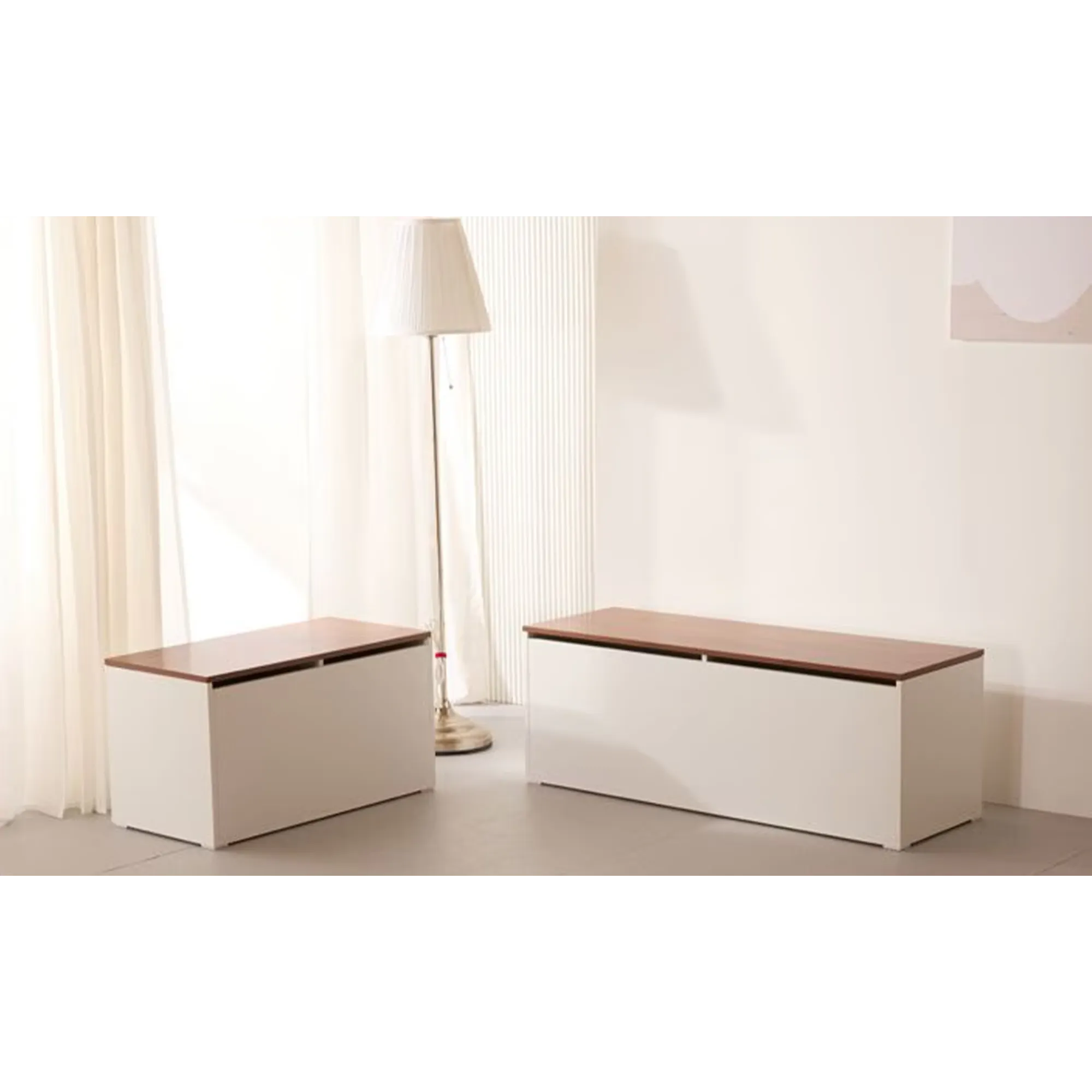 (As-is) Benno Modular Storage Bench 1.2m - White Walnut - 4 - 16