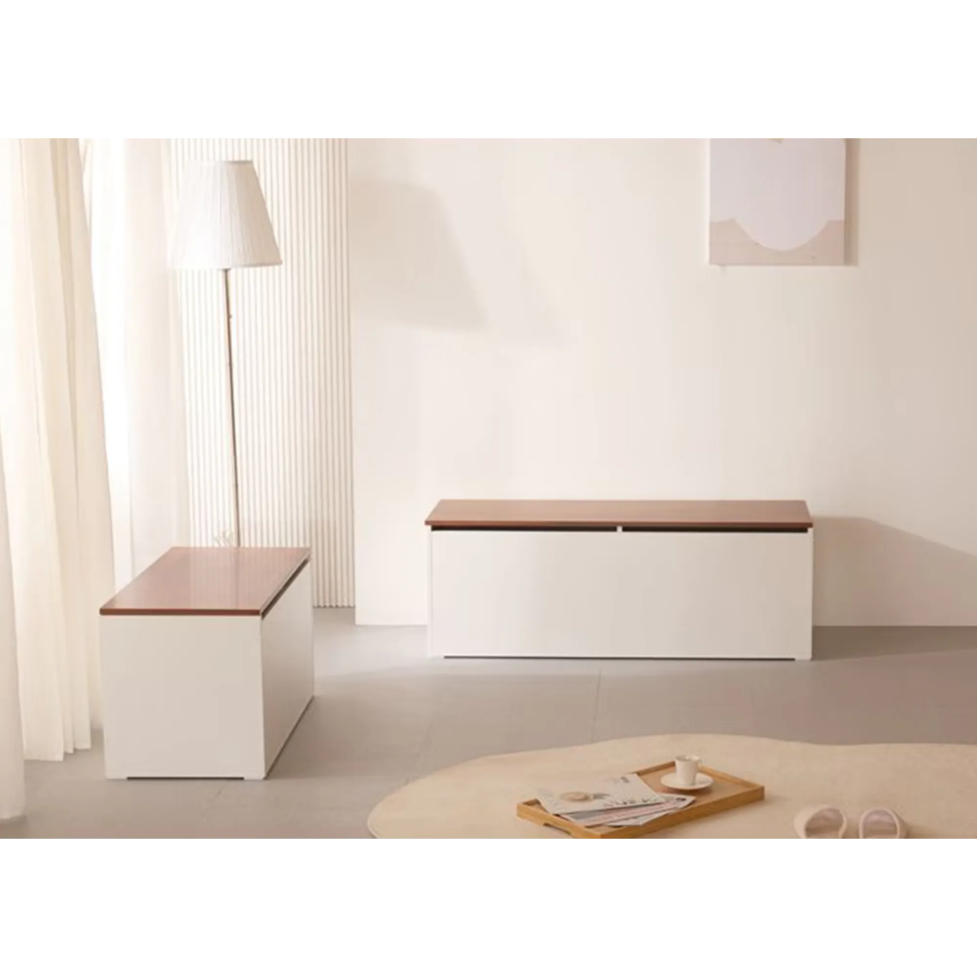 (As-is) Benno Modular Storage Bench 1.2m - White Walnut - 4 - 22