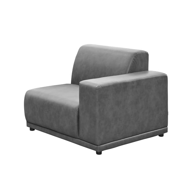 Milan 3 Seater Corner Sofa - Lead Grey (Faux Leather) - 3