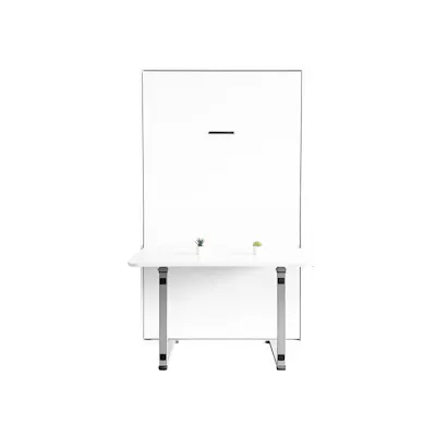 Llyod Super Single Vertical Wall Bed with Desk - White