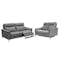 Oskar 3 Seater Incliner Sofa with Oskar 2 Seater Incliner Sofa - Flint Grey (Genuine Cowhide + Faux Leather) - 0
