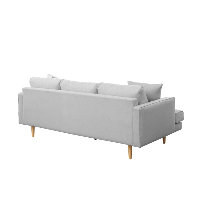 Declan 3 Seater Sofa - Brass, Slate - 15 - Modern gray sofa with wooden legs, minimalist design, light gray fabric