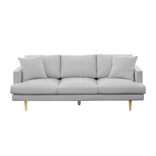 Declan 3 Seater Sofa - Brass, Slate - 12 - Light gray sectional sofa, modern design, light upholstery, wooden legs