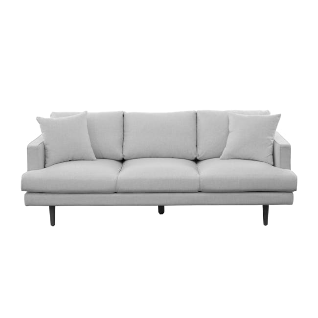 Declan 3 Seater Sofa - Brass, Slate - 22 - Modern minimalist sofa, light gray fabric, comfortable seating, sleek design