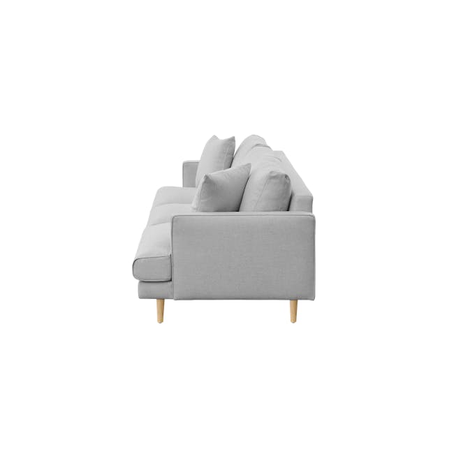 Declan 3 Seater Sofa - Brass, Slate - 16 - Grey upholstered sofa, modern design, light gray fabric, plush cushions, wooden
