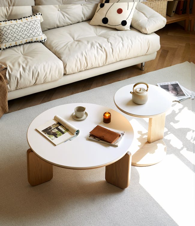 Blair Round Coffee Table - Oak, Sintered Stone - 3