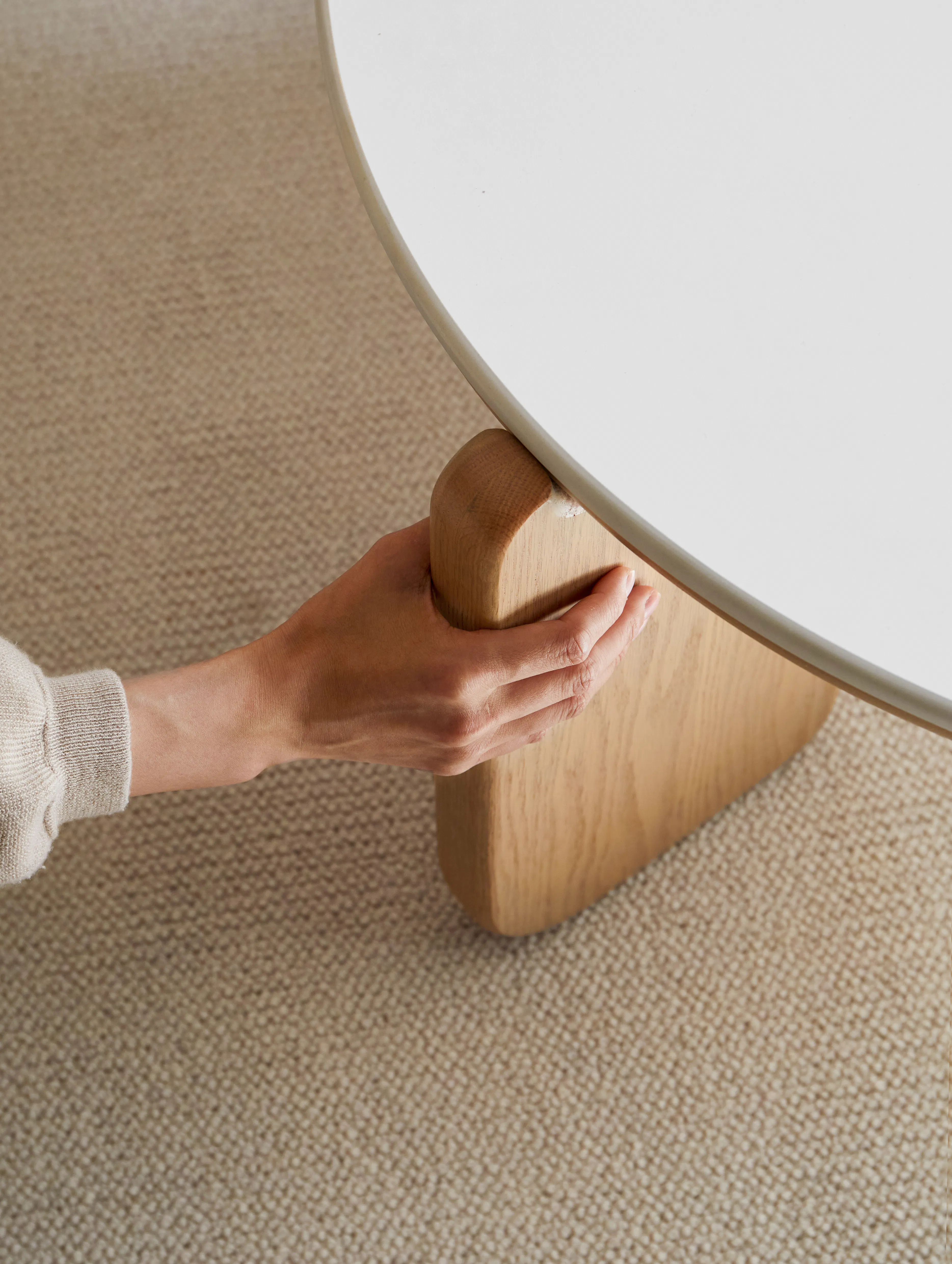 Blair Round Coffee Table - Cherry Wood, Sintered Stone - 21