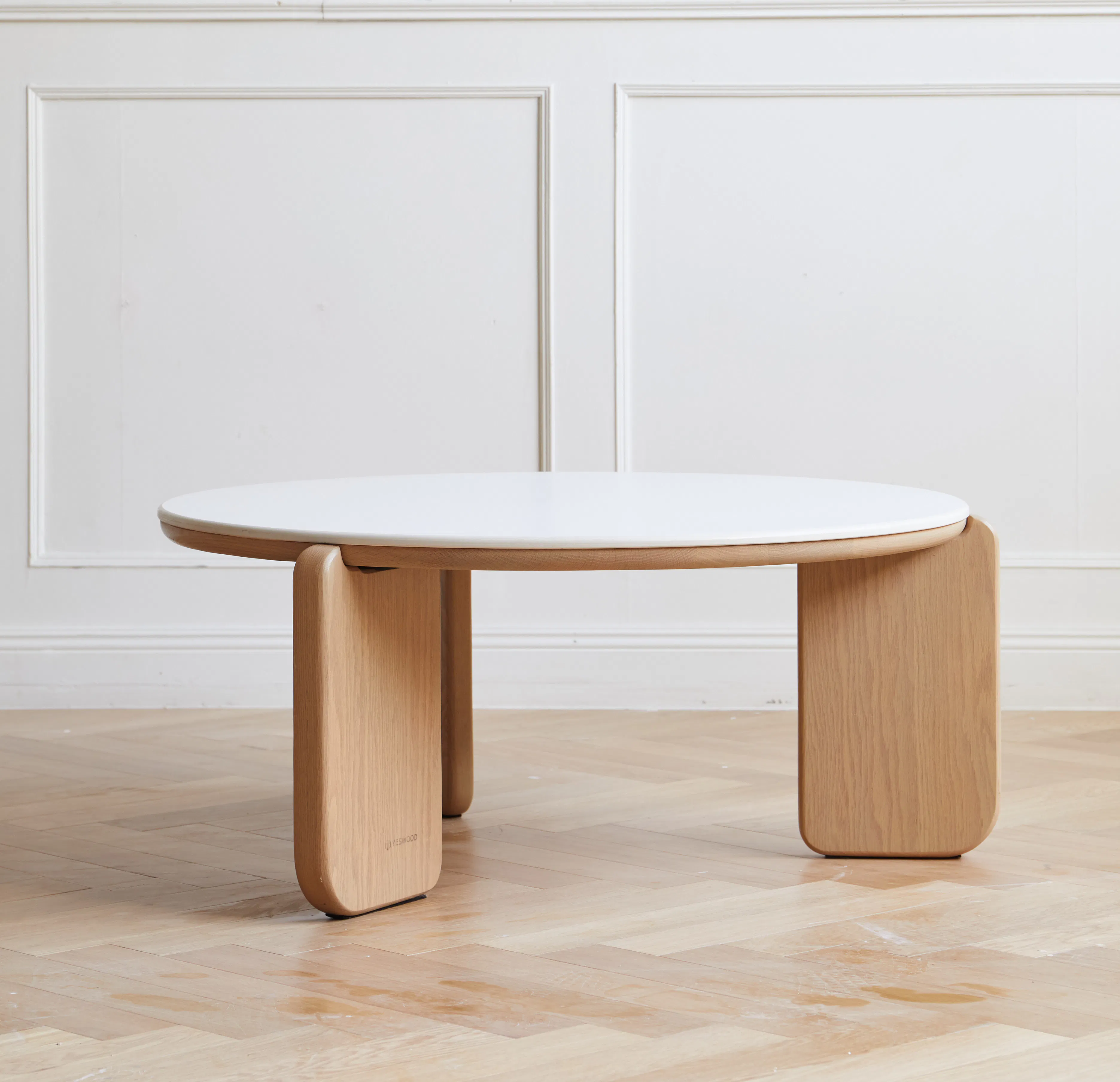 Blair Round Coffee Table - Cherry Wood, Sintered Stone - 14