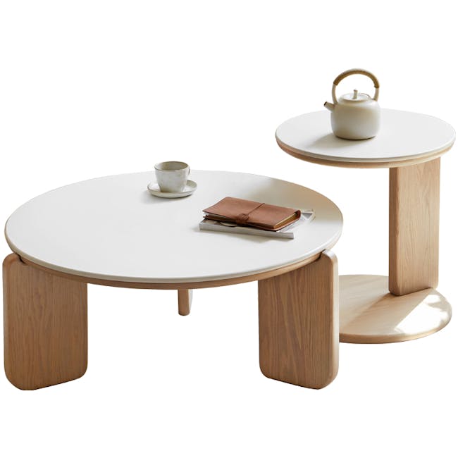 Blair Round Coffee Table - Oak, Sintered Stone - 17