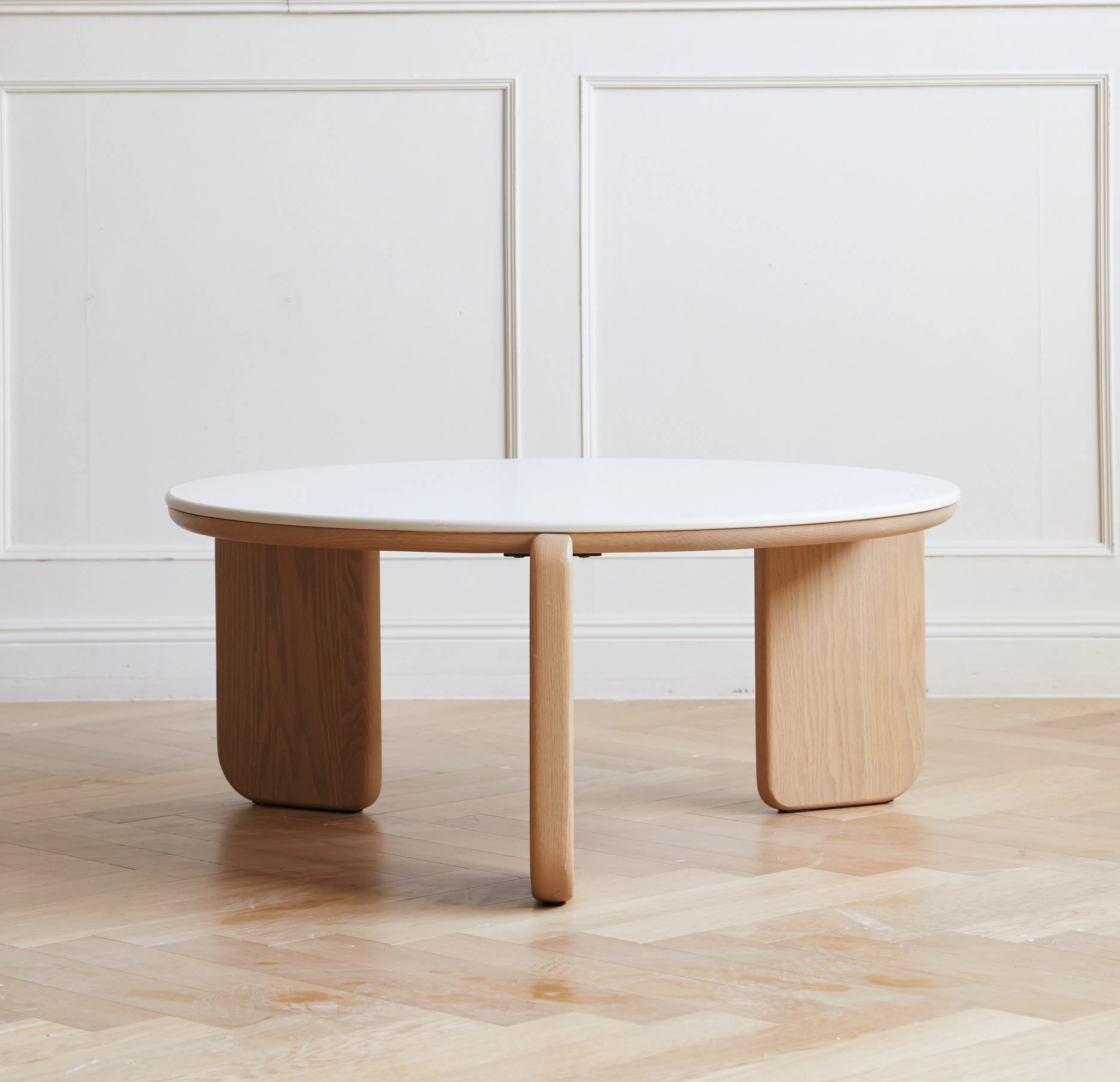Blair Round Coffee Table - Cherry Wood, Sintered Stone - 16
