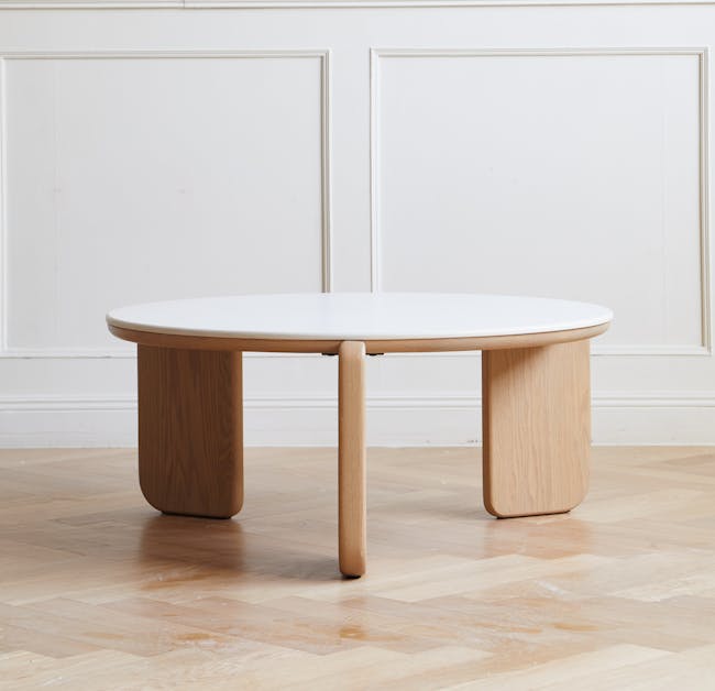 Blair Round Coffee Table - Oak, Sintered Stone - 14