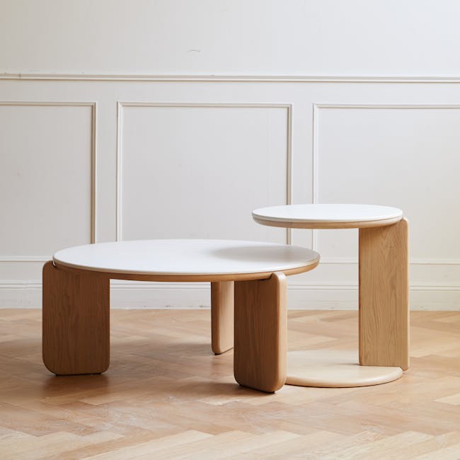 Blair Round Coffee Table - Oak, Sintered Stone - 11