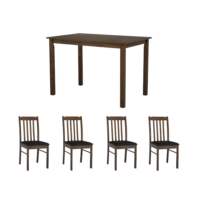 Faye Dining Table 1.1m with 4 Faye Chairs - Cocoa - 0