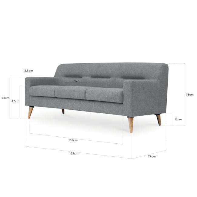 Damien 3 Seater Sofa - Onyx Grey - 5