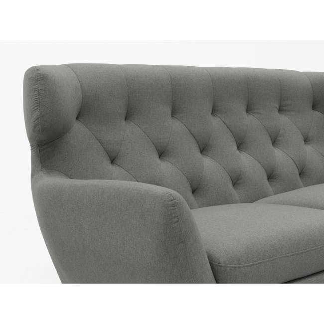 Agatha 3 Seater Sofa - Granite Grey - 2 - Modern tufted gray sofa, elegant upholstered armrests, sophisticated design, plush