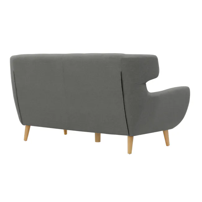 Agatha 3 Seater Sofa with Agatha 2 Seater Sofa - Granite - 9 - Grey upholstered modern sofa with wooden legs, sleek design