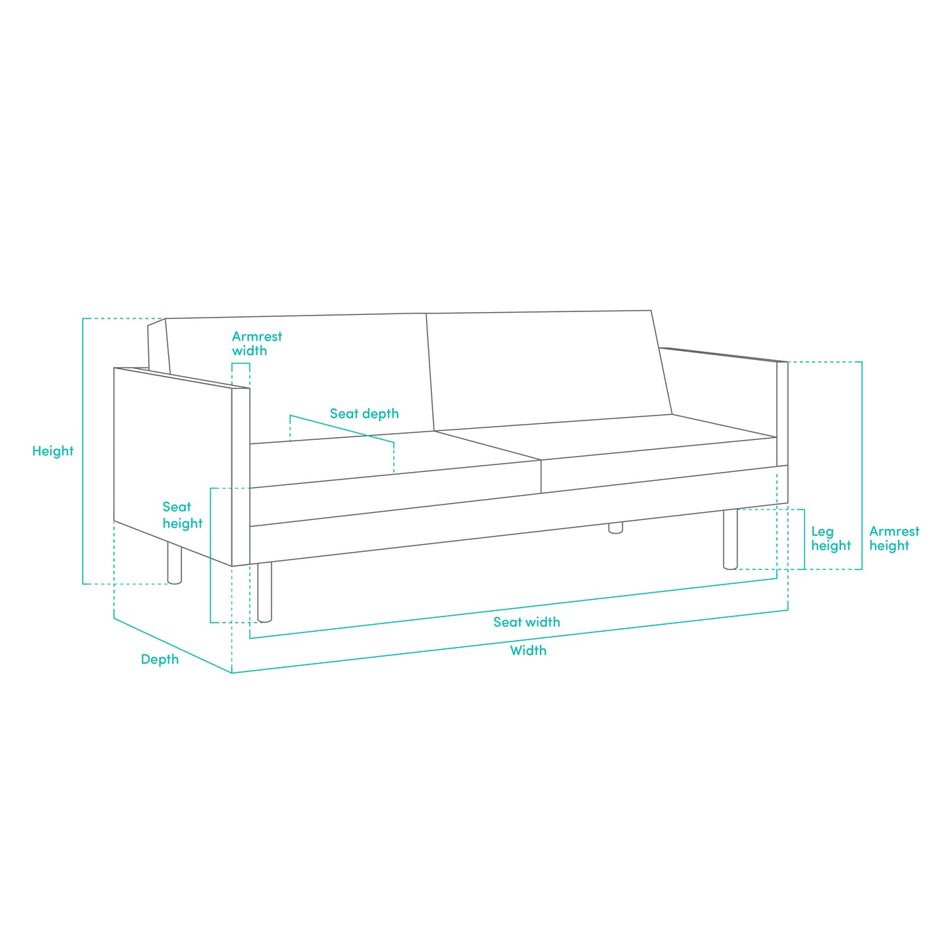 Nolan 3 Seater Sofa Slate (Fabric), HV Atelier Sofas & Lounge Chairs