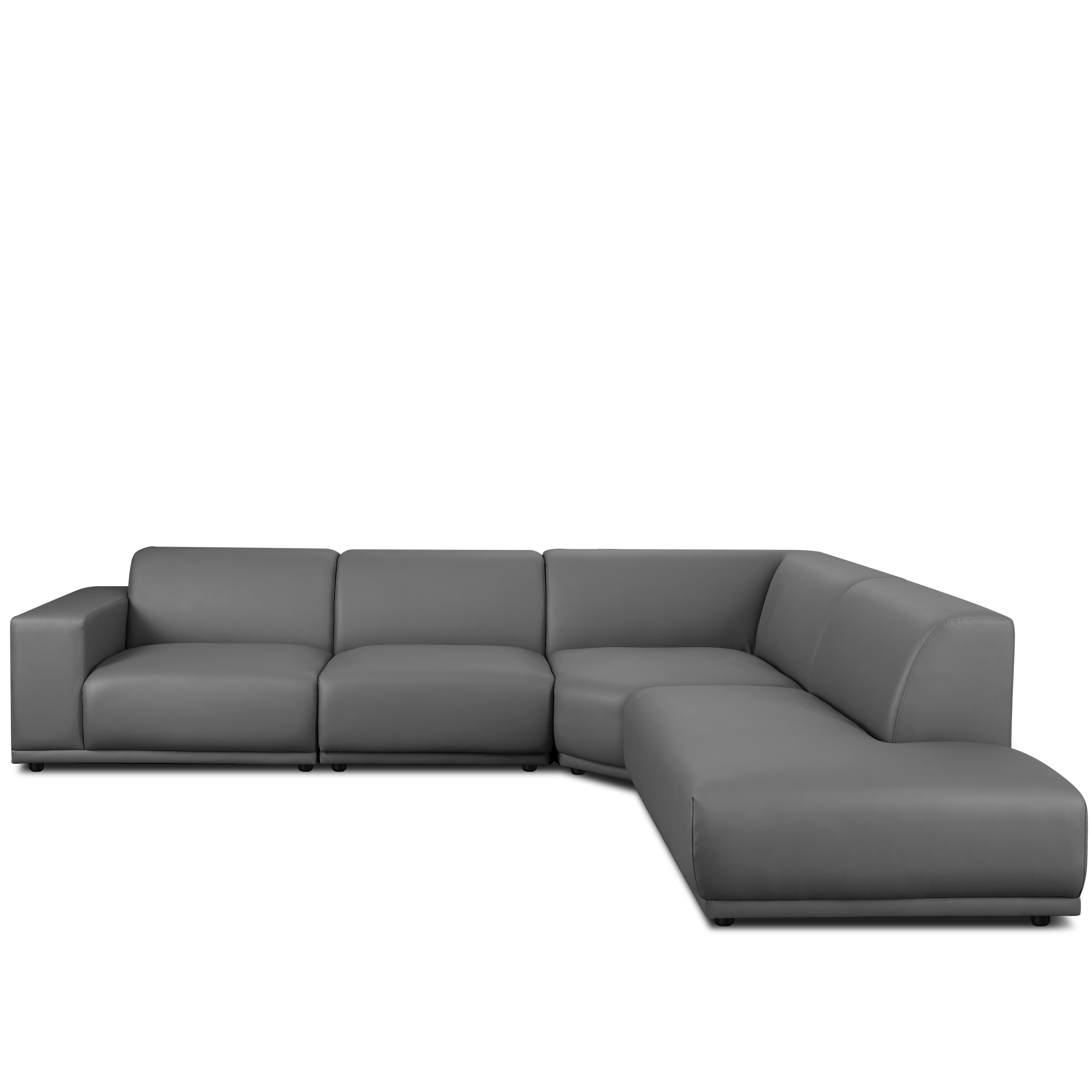 Milan 4 Seater Corner Extended Sofa - Smokey Grey (Faux Leather)