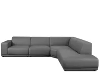 Milan 4 Seater Corner Extended Sofa - Smokey Grey (Faux Leather)