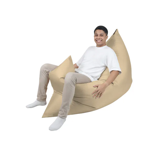 Doob Large Plopsta' - Winter Wheat (Water Repellent) - 2 - White shirt, beige pants, white socks, beige bean bag chair