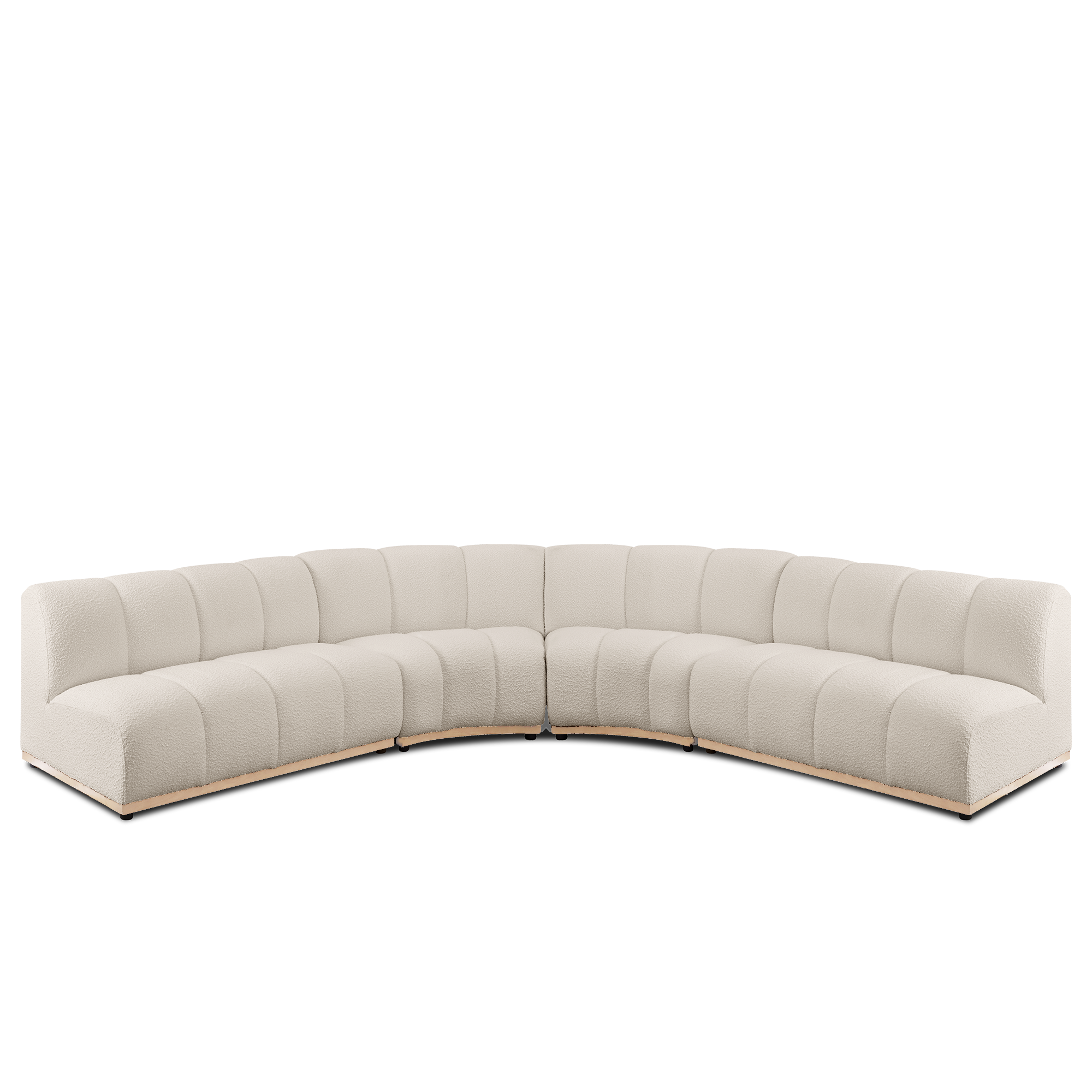 Cosmo L-Shaped Sectional Sofa - Oak, White Boucle (Eco Clean Fabric) - Image 1