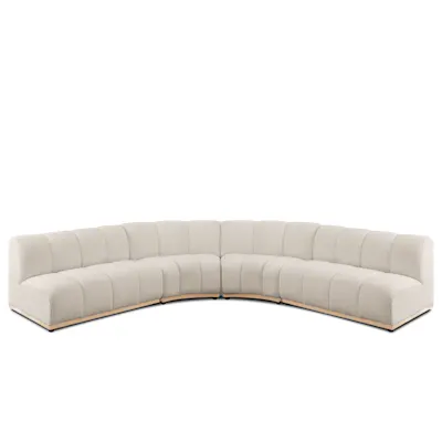 Cosmo L-Shaped Sectional Sofa - Oak, White Boucle (Eco Clean Fabric)
