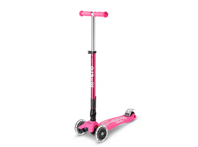 Micro Maxi Deluxe Foldable LED Scooter - Shocking Pink (Age 5-12)