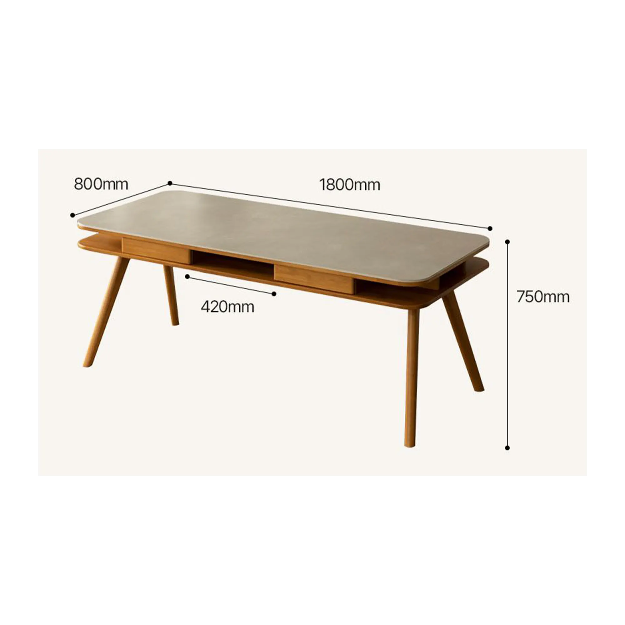 Lornell Storage Dining Table 1.8m - Oak, Sintered Stone - 11