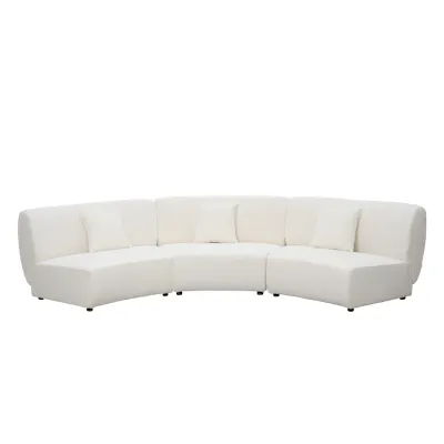 Nomi 3 Seater Curve Sofa - White Boucle (Eco Clean Fabric)