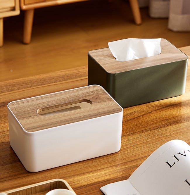 Wooden Tissue Box - Olive - 1