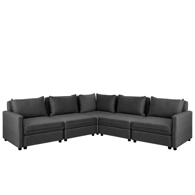 Cameron Right Storage Arm Unit - Orion (Fabric) - 11 - Sleek and modern design with a dark gray fabric sofa, Three-seater